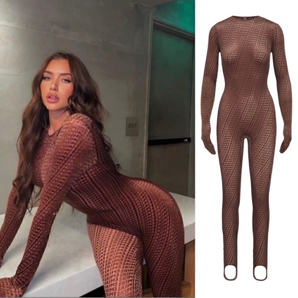 NWTย SKIMSโVelvetโLogoโbodysuitโinโchai
